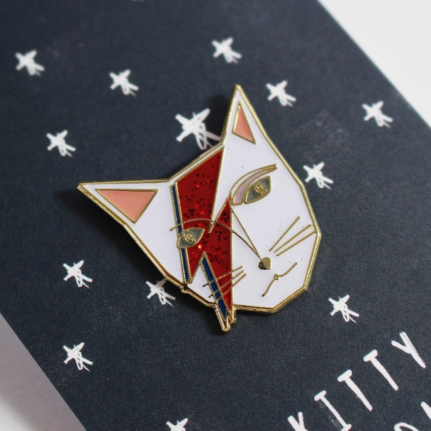 Kitty Stardust Cat Musician Pin