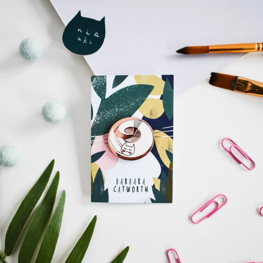 Barbara Catworth Cat Artist Pin