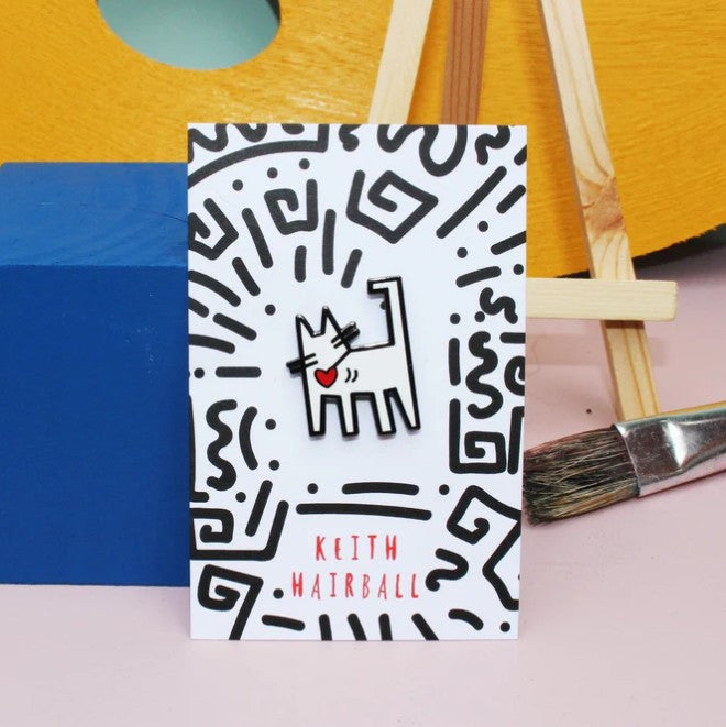 Keith Hairball Cat Artist Pin
