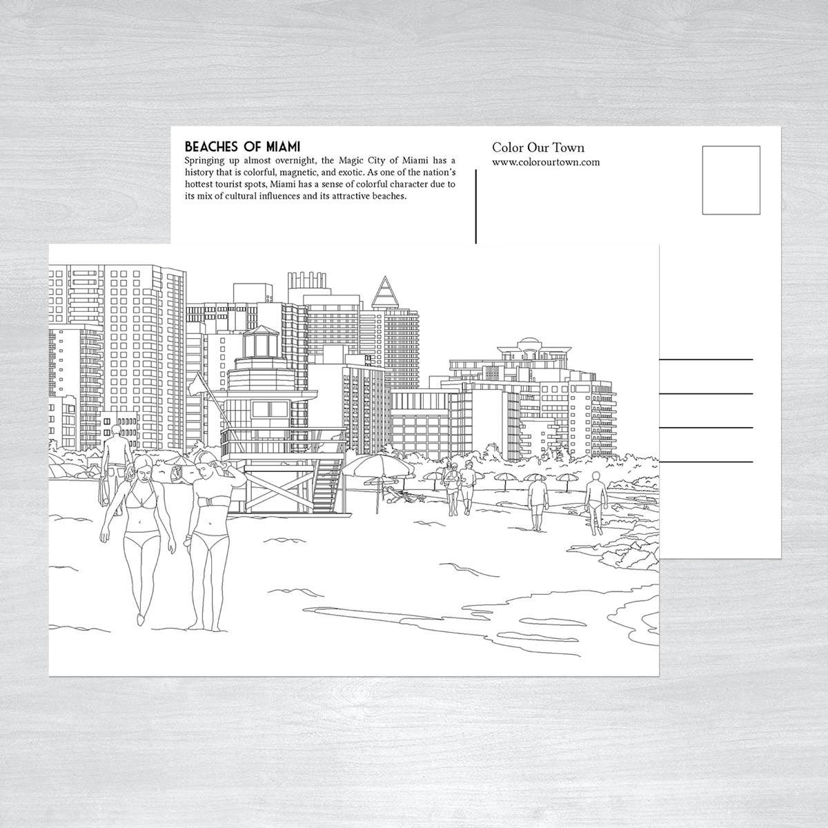 Miami Coloring Postcards - Set of 10 unique designs