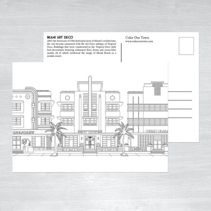 Miami Coloring Postcards - Set of 10 unique designs
