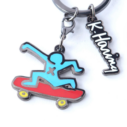 PINTRILL - KEITH HARING - - Skateboarder Keychain