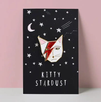 Kitty Stardust Cat Musician Pin