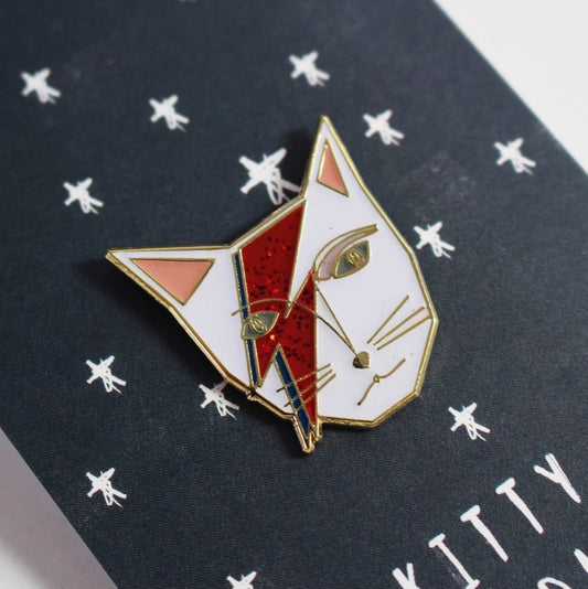 Kitty Stardust Cat Musician Pin