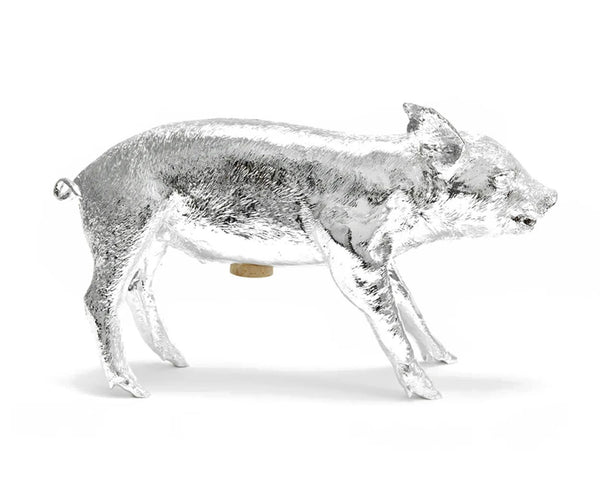 bank in the form of a pig - silver chrome