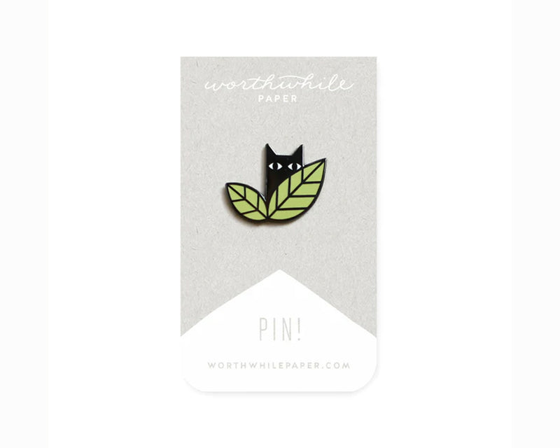 Cat in Leaves Pin