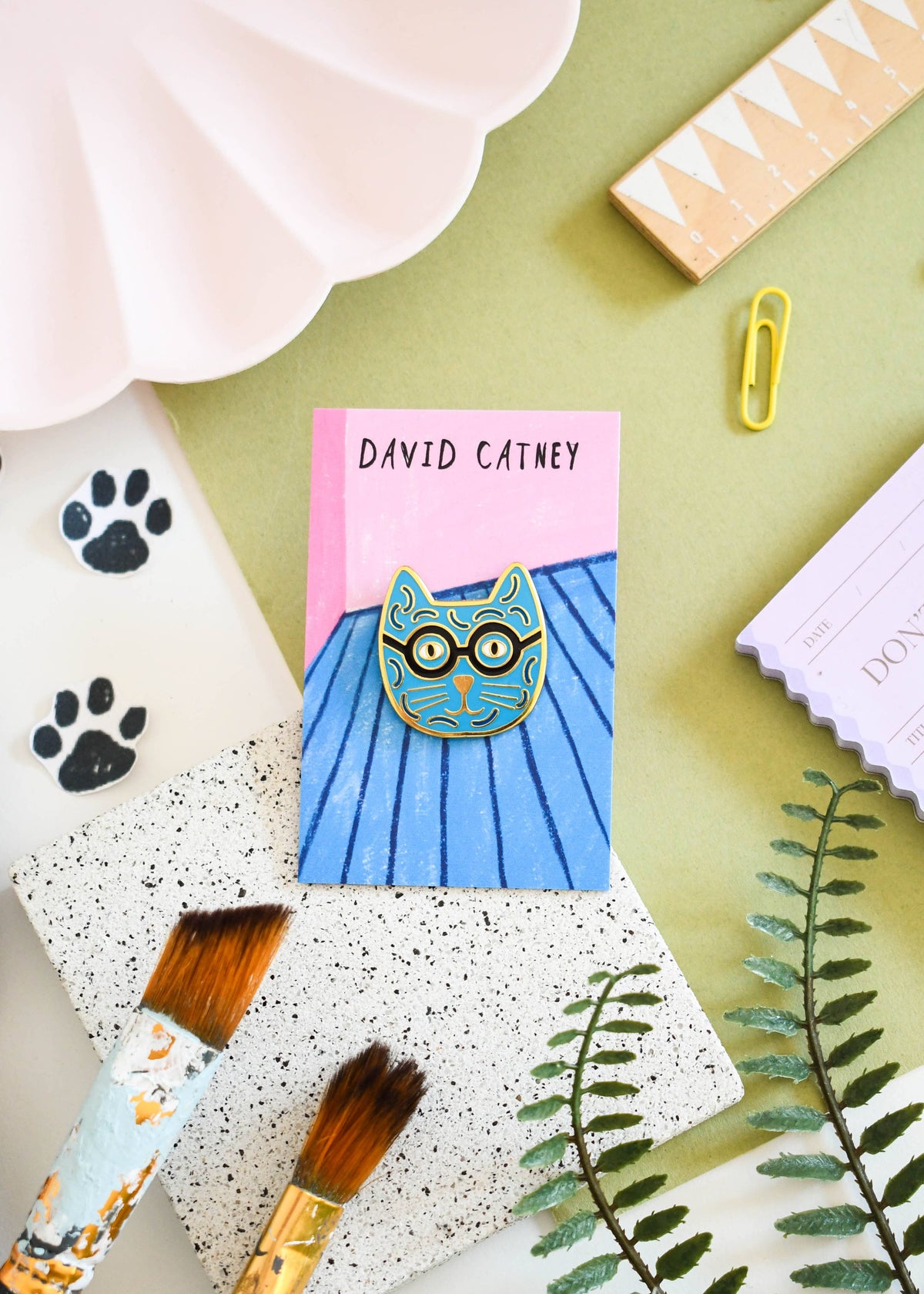 Pin Cat Rtist David Catney Cat Artist Pin – ICA Miami