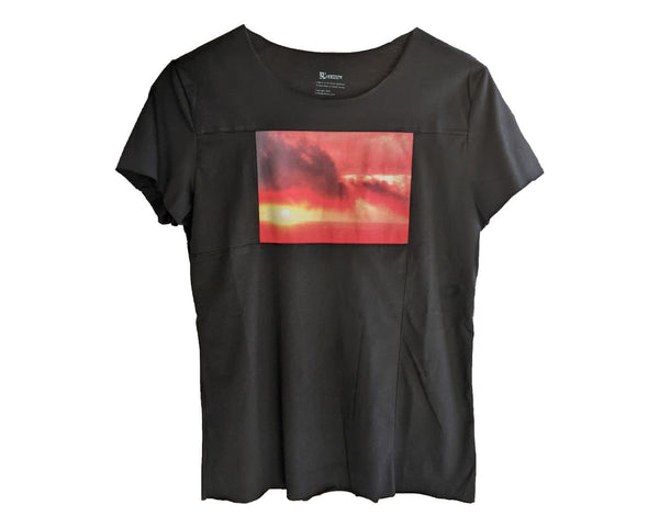 orange vapor art print men's t-shirt - black