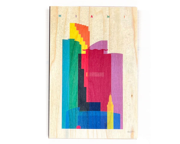 miami series wooden postcard